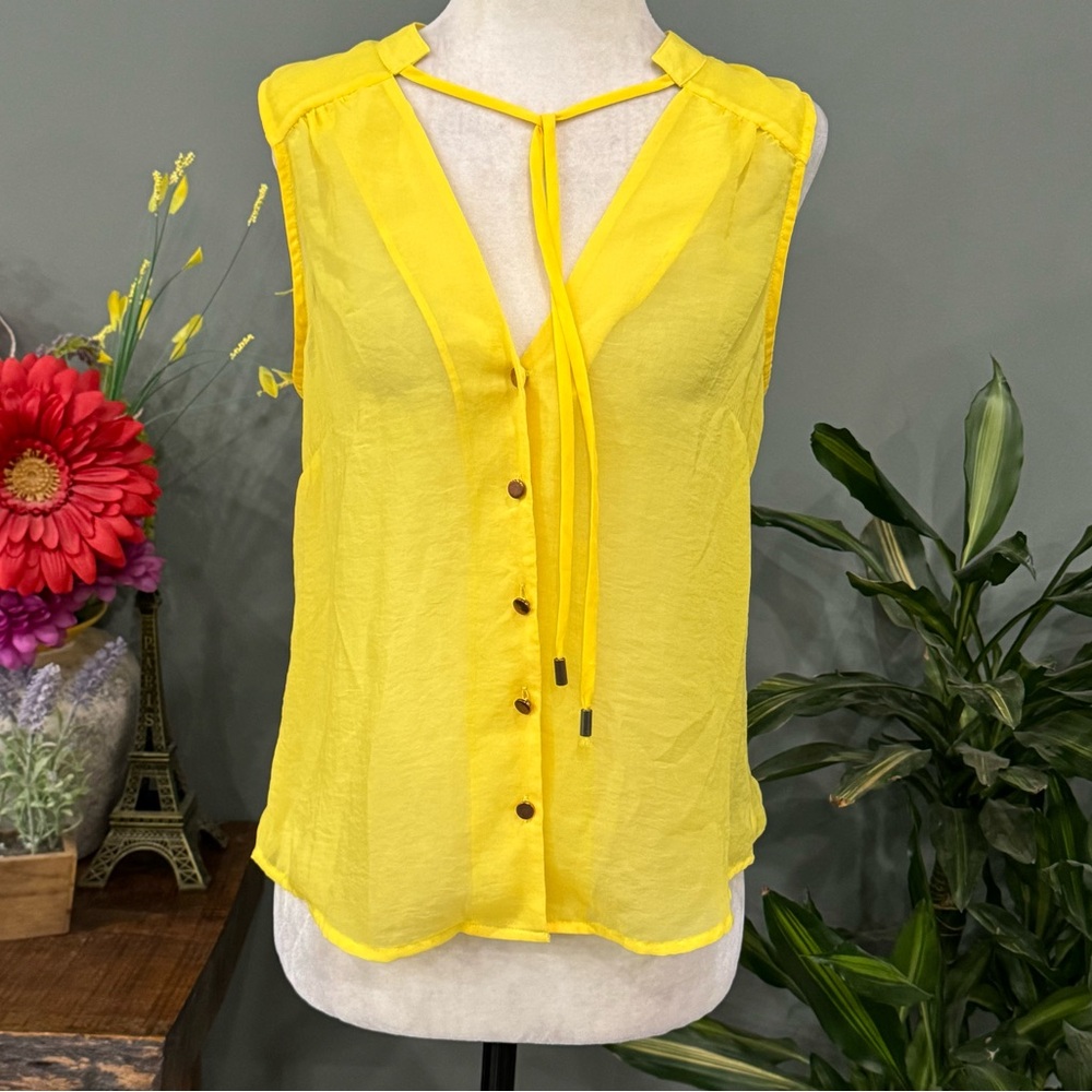 H&M Yellow Sleeveless Button-Up Top